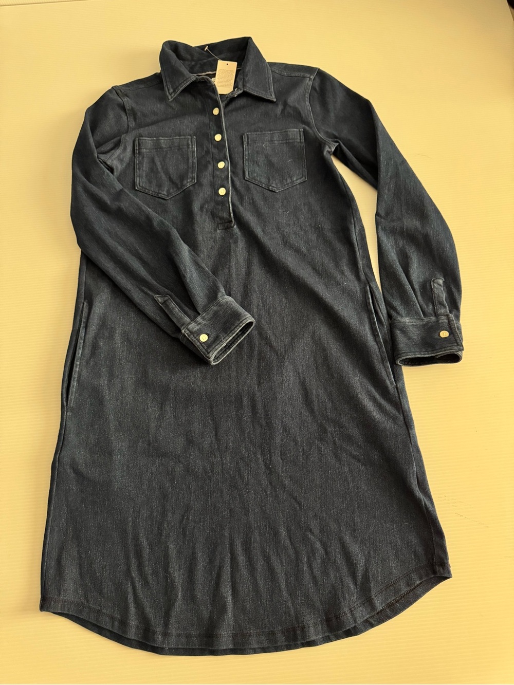 Lands' End Dark Wash Denim Shirt Dress